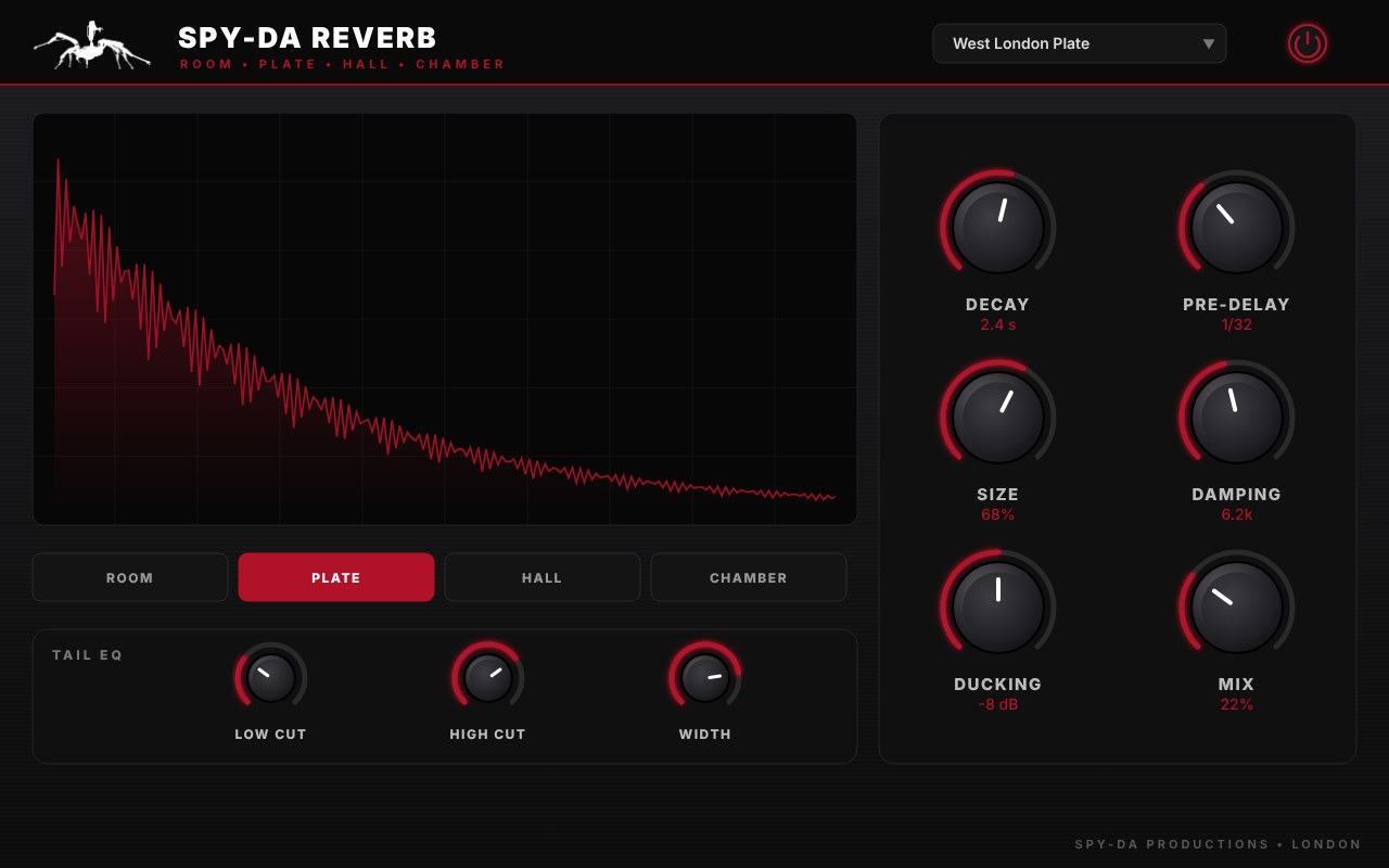 Spy-da Reverb plugin interface